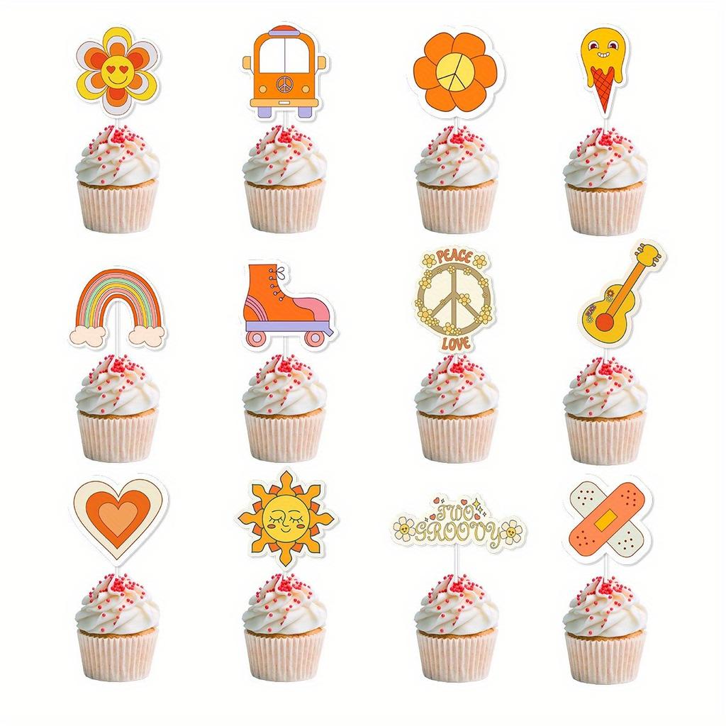 1 набор из 24 шт. милых одноразовых флажков для кексов своими руками, идеально подходящих для декора дня рождения и семейных посиделок