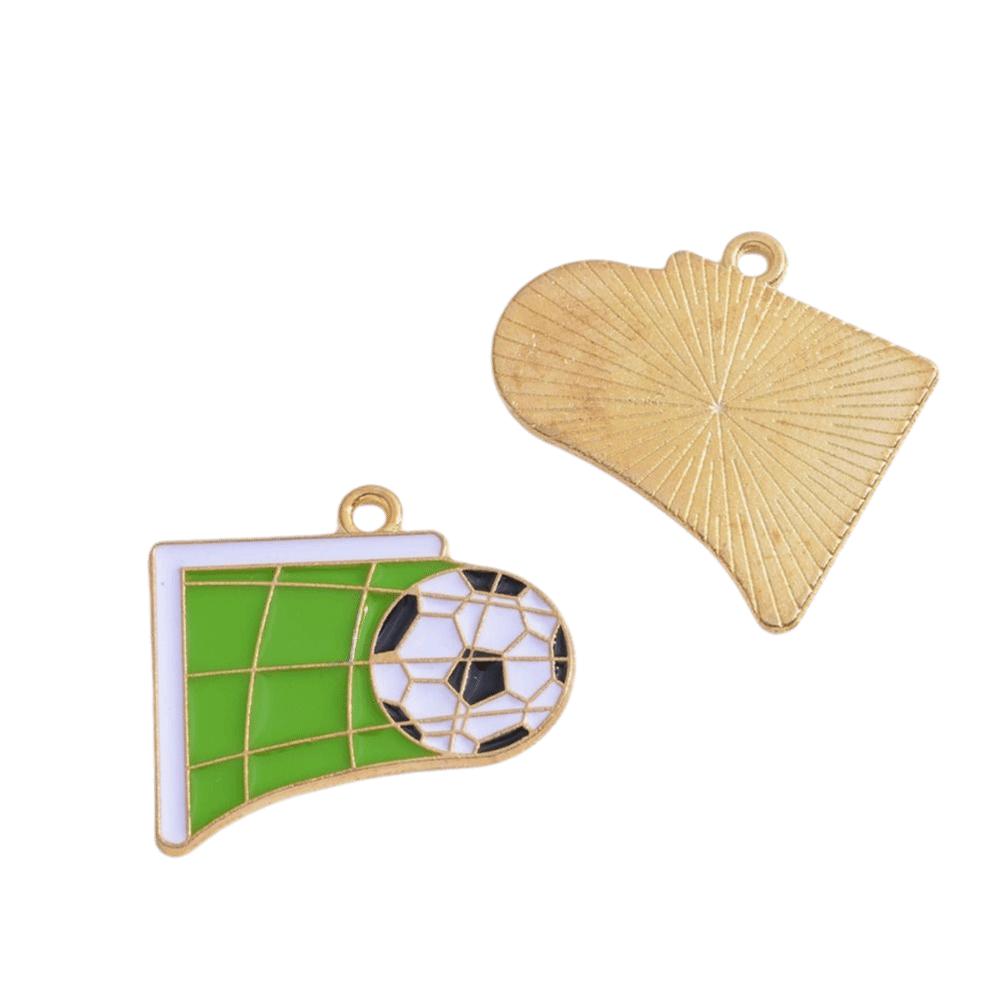 Enamel Design Football Series Pendant Green Color DIY Earrings Charms  Necklace Making