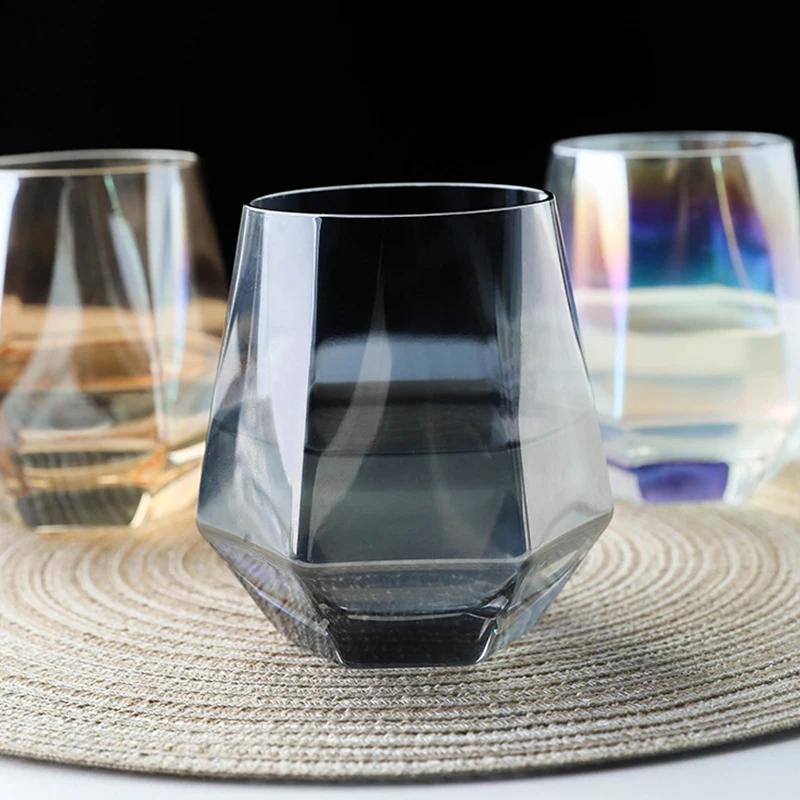 Шестиугольные креативные цветные стеклянные стаканы в современном стиле, легкие, роскошные, для отелей, стеклянные стаканы для виски, изысканные, для домашней вечеринки, для воды