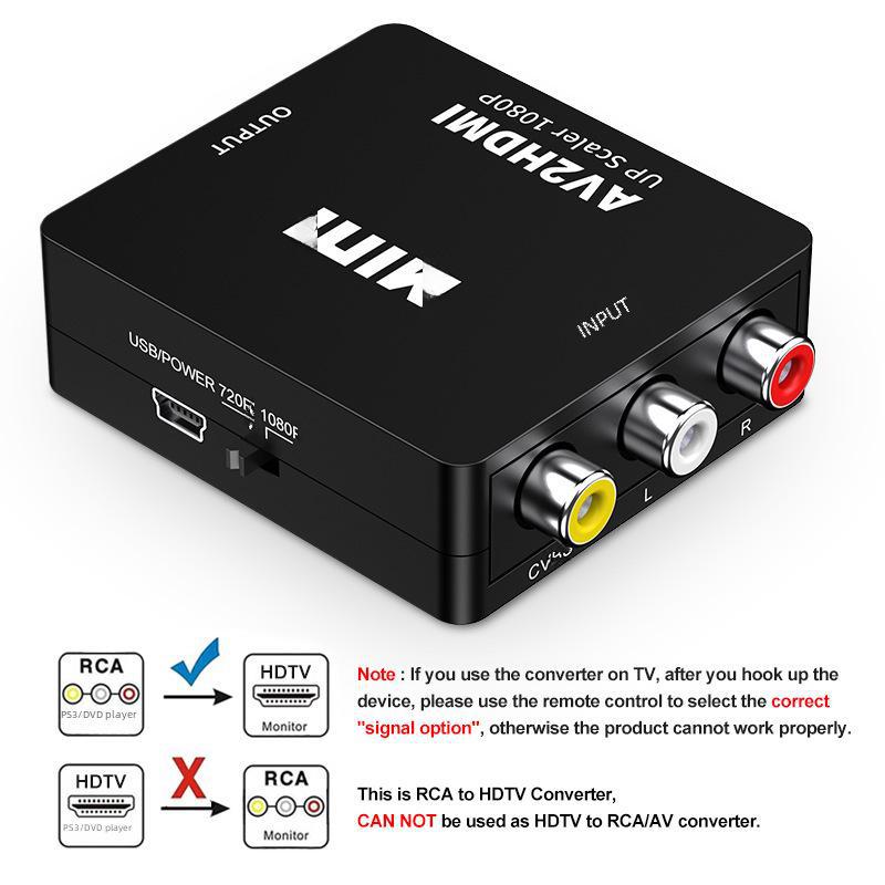Видеоконвертер 1080P AV в HDMI для RCA-мониторинга, игр и телеприставок
