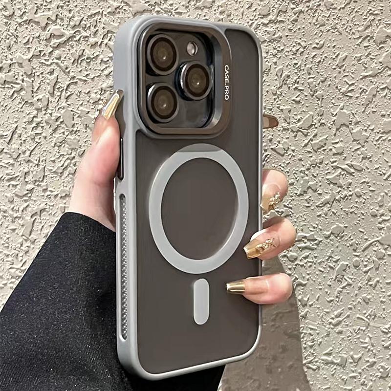Роскошный чехол для телефона Magsafe с беспроводной зарядкой для iPhone 11 12 13 14 15 Pro Max Plus, магнитный матовый кронштейн, защитный чехол для объектива
