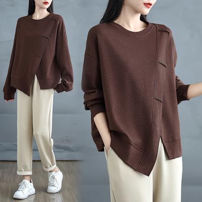 Пуловер Осенняя толстовка с капюшоном Футболка Женская Полный рукав Свободная Белая