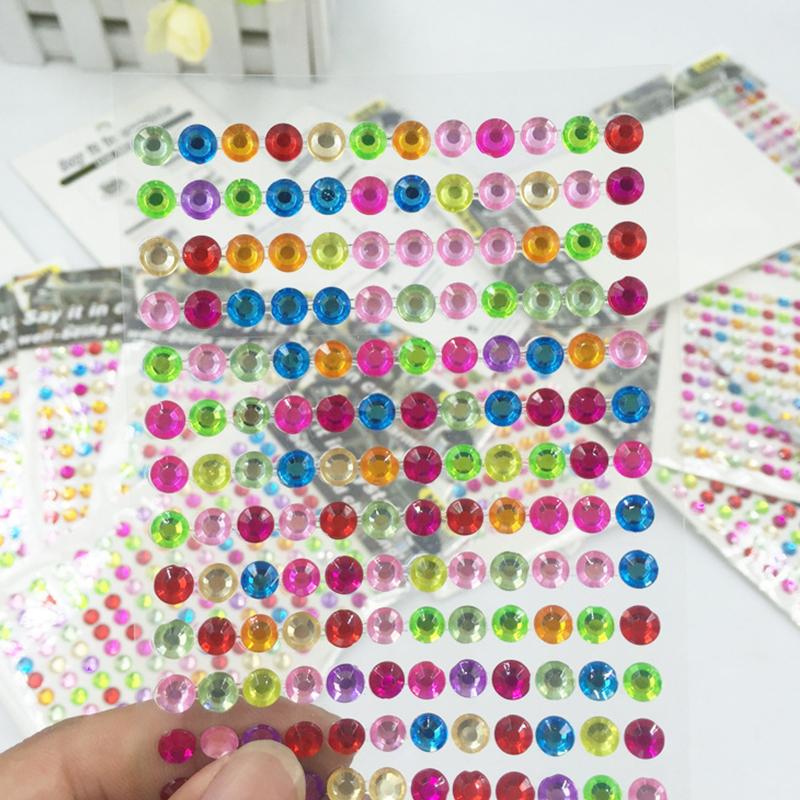 Colorful Crystal Sticker 1/2/3/5/10Sheet Diamond Graffiti Stickers Mini Crystal Diamond Cute Creative Stationery DIY Sticker ZYF