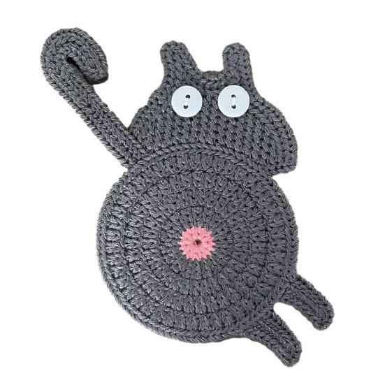 Yousheng Кот Плетёная подставка Крючком Подставка для кофе в форме кота для декора дома и офиса Защита столешницы Смешные подарки для женщин Мамы Подруг Коллег