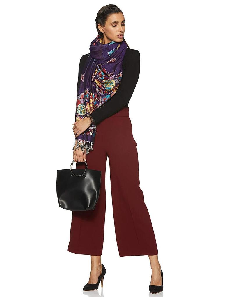 Pure Wool Embroided Indian Women Bridal Wear Shawl For Women Warm Woolen Stoles