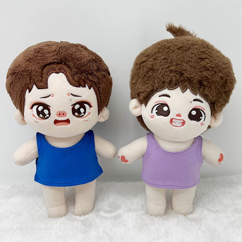 niannyyhouse 20cm Plush Clothes, Vest x 2, Cotton Doll Clothes, Vest, Dress-Up (Light Blue+Blue, 20cm)