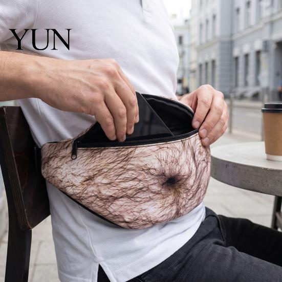 Comfortable Elastic Waist Strap Funny Belly Bag, Realistic Big Novelty Fanny Interesting Christmas Stocking Stuffers Pack with Adjustable Strap,
