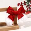 Красный бархатный рождественский бант заколки для волос белые пушистые акценты праздничный декор для волос новогодние украшения аксессуары для волос для вечеринки