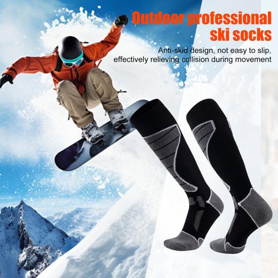 1 пара носков для катания на лыжах выше колена, зимние термоноски, теплые, противоскользящие, ветрозащитные, для сноуборда