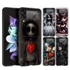 Hard PC Phone Case For Samsung Galaxy Z Flip 7 6 5 4 Black Cover For Galaxy Z Flip 3 Foldable Dark Cute Girl Doll Art Creative