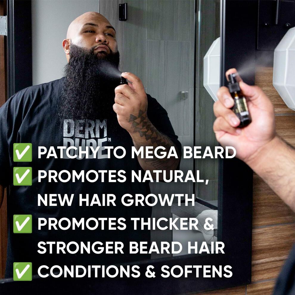 Derm Dude Biotin-Bartwuchsspray fr Mnner | Formuliert mit Biotin und Bambusextrakt fr Haarwachstum | Frdert einen dickeren, volleren Bart | F