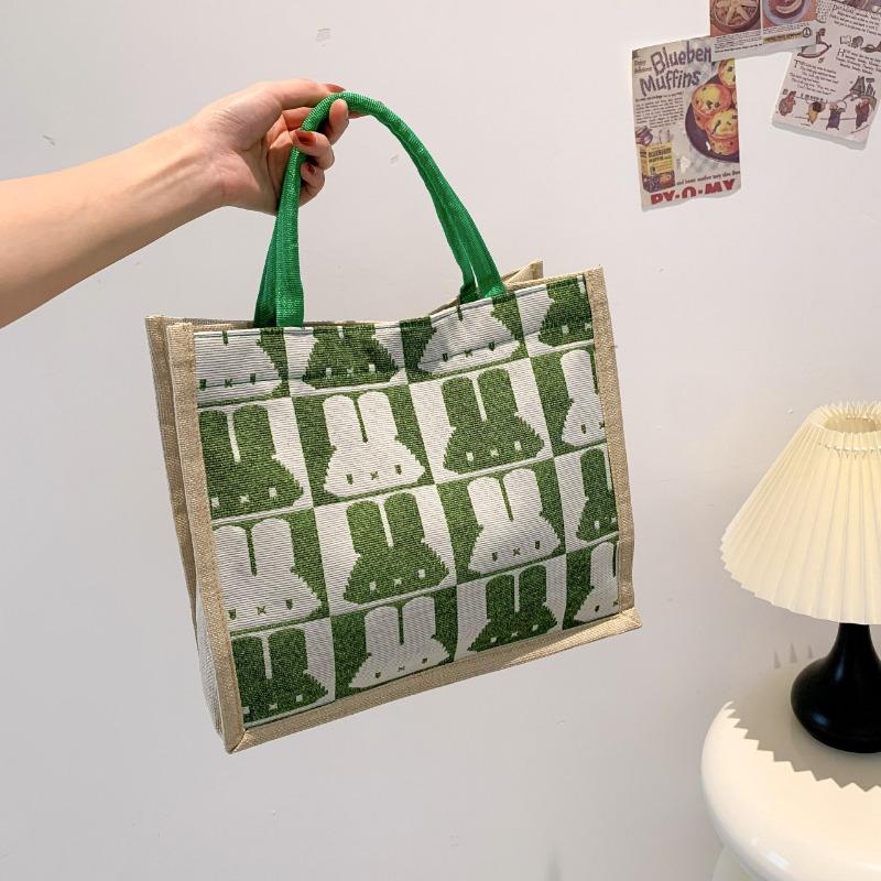 Женская сумка простая чистая льняная модная портативная магнитная пряжка одно плечевая сумка сумка кролик