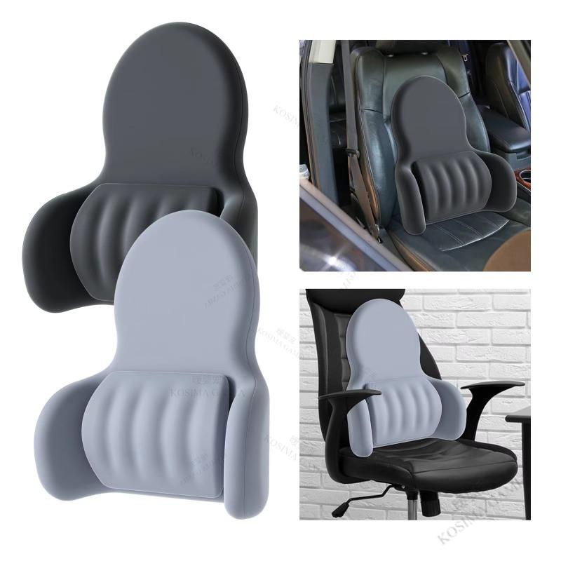 3D Adjustable Car Cushion Back Lumbar Support, Memory Foam Back Cushion Relieves Back Pain, Improves Posture Seat Lumbar Support