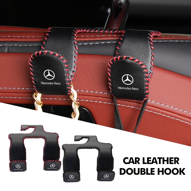 Car Back Seat Hook Headrest Leather Hanging Rear Row Hanger For Mercedes Benz W202 W212 W126 W140 W168 W177 CLS GLE GLC GLS CLA FVWXY1
