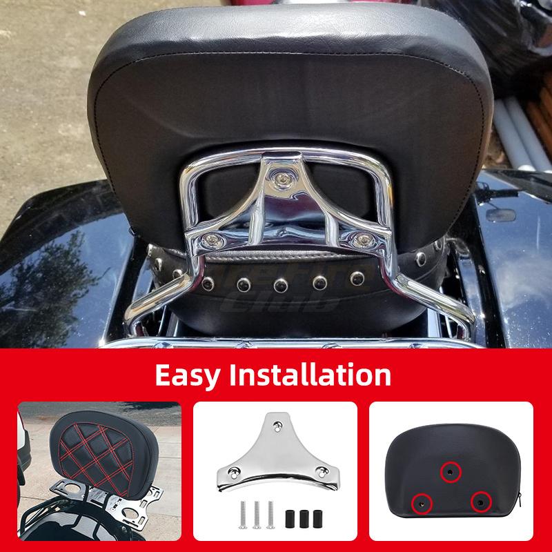 Motorcycle Parts Sissy Bar Detachable Passenger Backrest Pad For Harley Touring Street Glide Road King Road Glide 1996-later