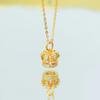 Crown Pendant Necklace for Women's Retro Hollow Diamond Inlay Design Palace Style Fashion Simple Sweater Collarbone Chain