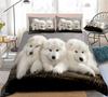 Samoyed Dog Duvet Cover King Queen Size Lovely Smile Pet Puppy Bedding Set Adults Women Cute White Animal Polyester Quilt Cover