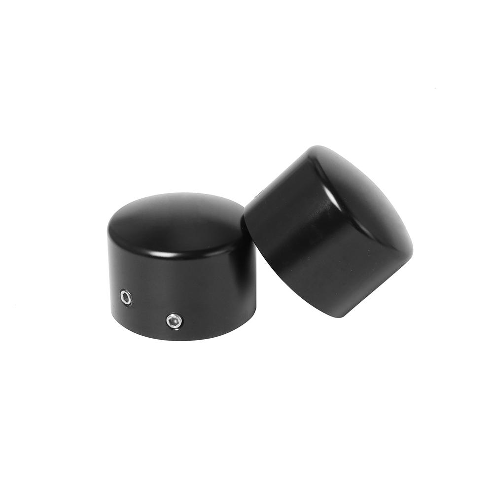 2x Motorcycle Front Axle Nut Covers Caps Aluminum Black/Chrome For Harley Sportster Touring Softail Dyna VRSC Fat Bob Wide Glide