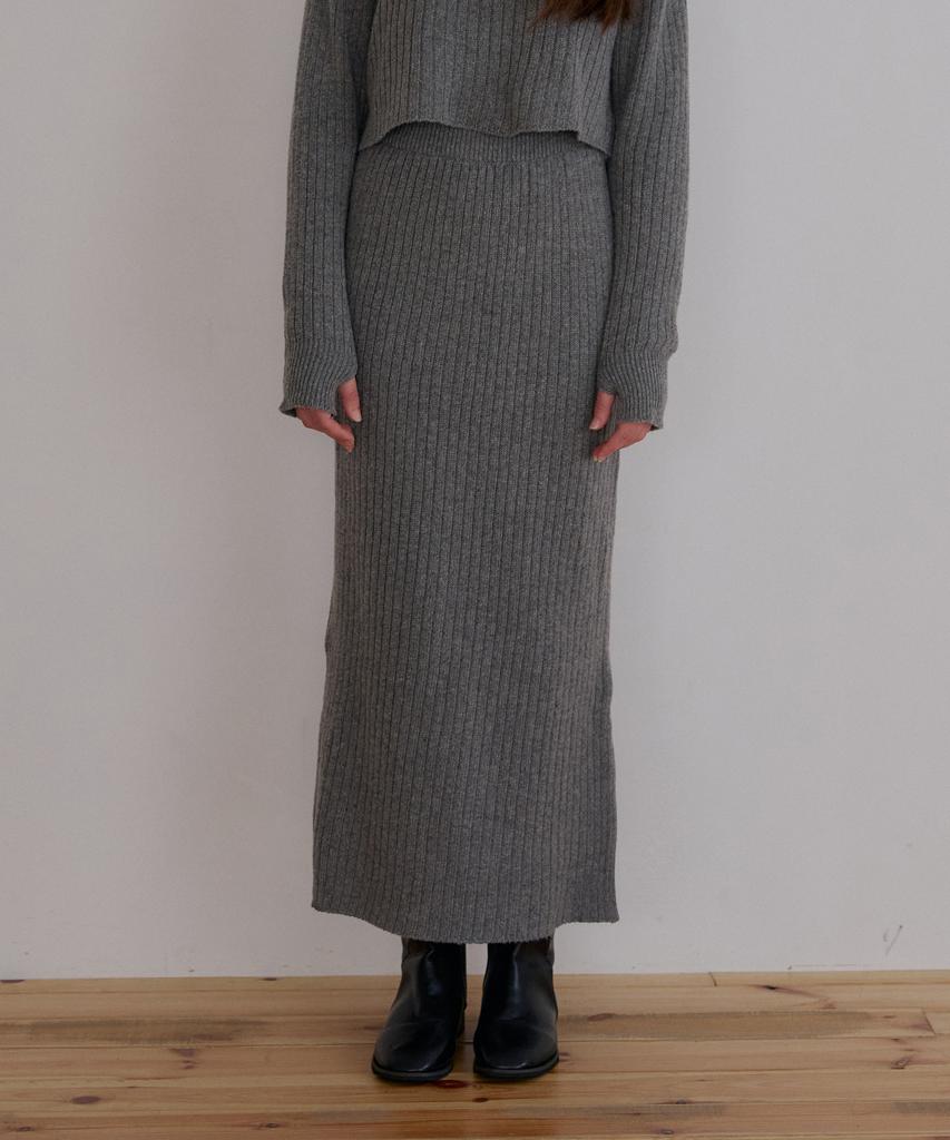 Odier Cozy Maxi Knit Skirt - Gray