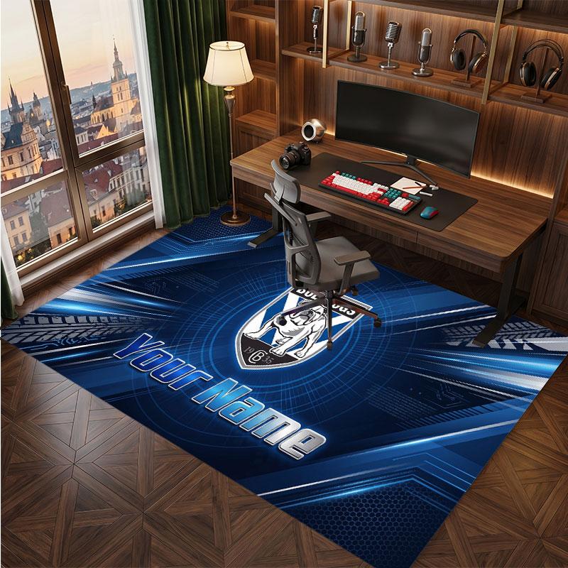 Canterbury-Bankstown Bulldogs Personalized Crystal Velvet Carpet, Customized Name Text Soft Anti‑Slip Rug for Living Room Bedroom