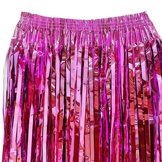 Rain Skirt Dance Costume Streamer Fringe Half Skirt for Beach Parties Sequin Cheerleading Team Dress for Adults Kids