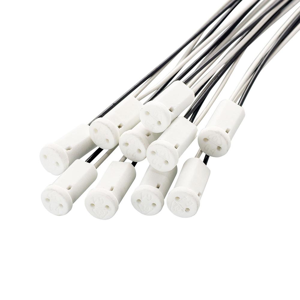 10Pcs G4 Base G4 Socket Holder Ceramic Head Wire Special Connector for Light-emitting Diode Halogen Lamp