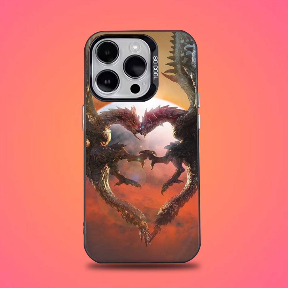 Чехол для телефона M-Monster H-Hunter Wilds Для iPhone 16,15,14,13,12,11,Mini,Pro,E,SE4,XS,MAX Черный Матовый Конфетный Чехол