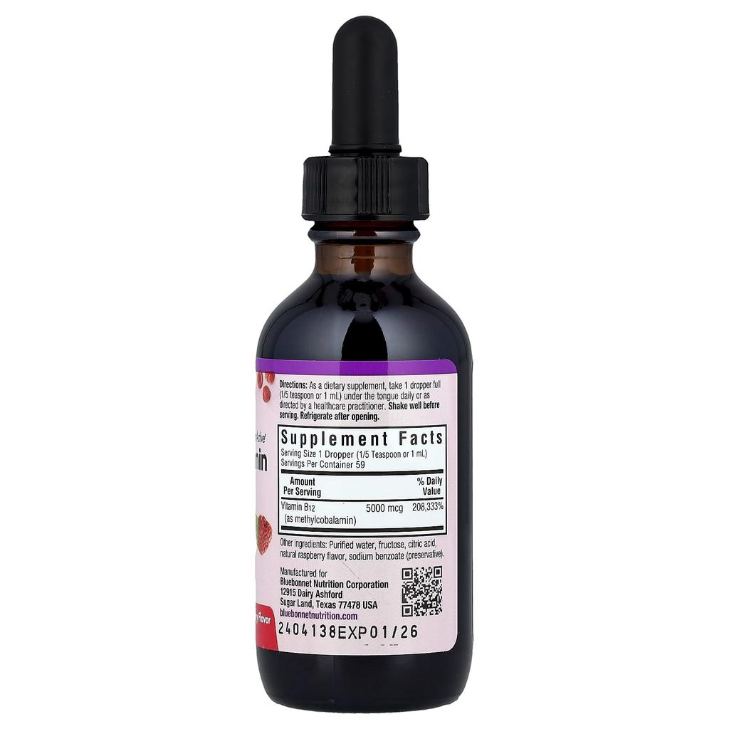 Cellularactive® Liquid Methylcobalamin Vitamin B12, Raspberry Flavor, 5,000Mcg, 59Ml (2Fl Oz)
