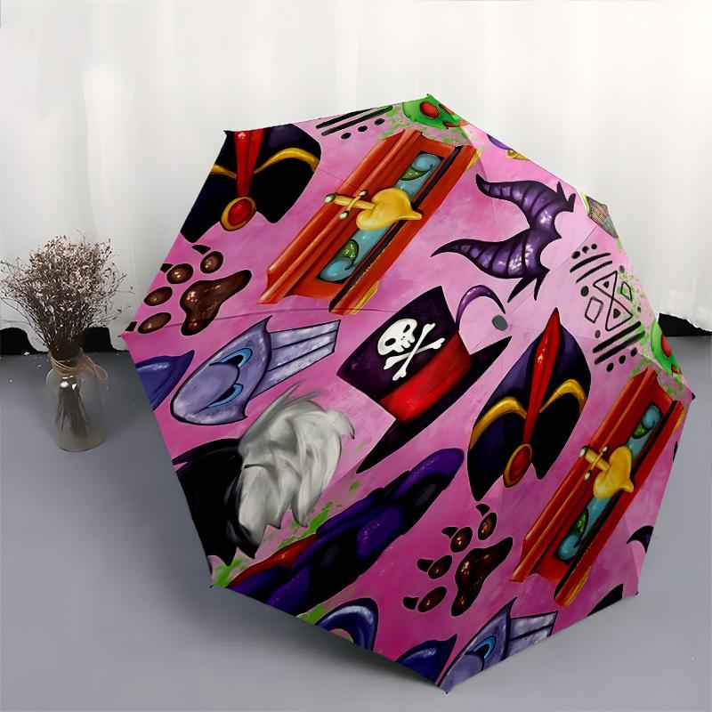 Villains Themed Automatic Opening and Closing Umbrella, Brightly Colored 8-rib Portable Umbrella, Suitable for Men and Women, A Perfect Gift for Chris