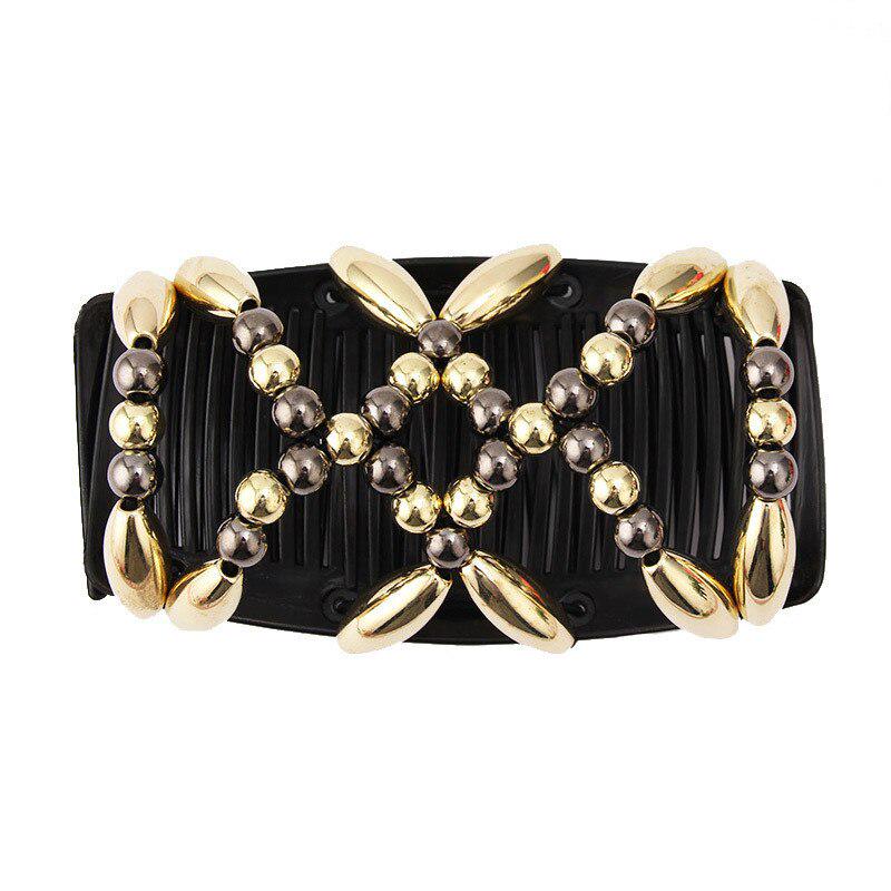 Женская эластичная заколка для волос, растягивающаяся двойная волшебная расческа для волос, черная заколка для волос ручной работы из бисера