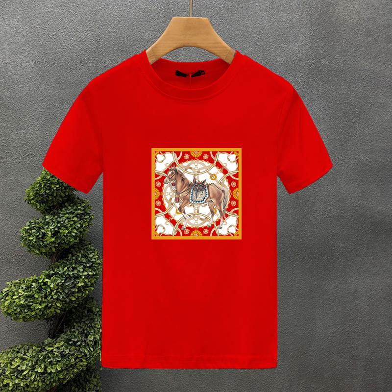 High Quality Luxury Brand 100% Cotton Design Horse Printing Tees Summer Harajuku Men/Women Short Sleeve T-shirt Asian Size S-5XL