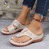Women's Shoes with Toe Clips Large Wedge Heels Flat Beach Sandals and Slippers