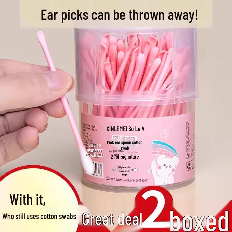 Dual-Use Ear & Makeup Swab: Two-in-One Cotton Ear Pick with Small Head, Double-Headed for Adults