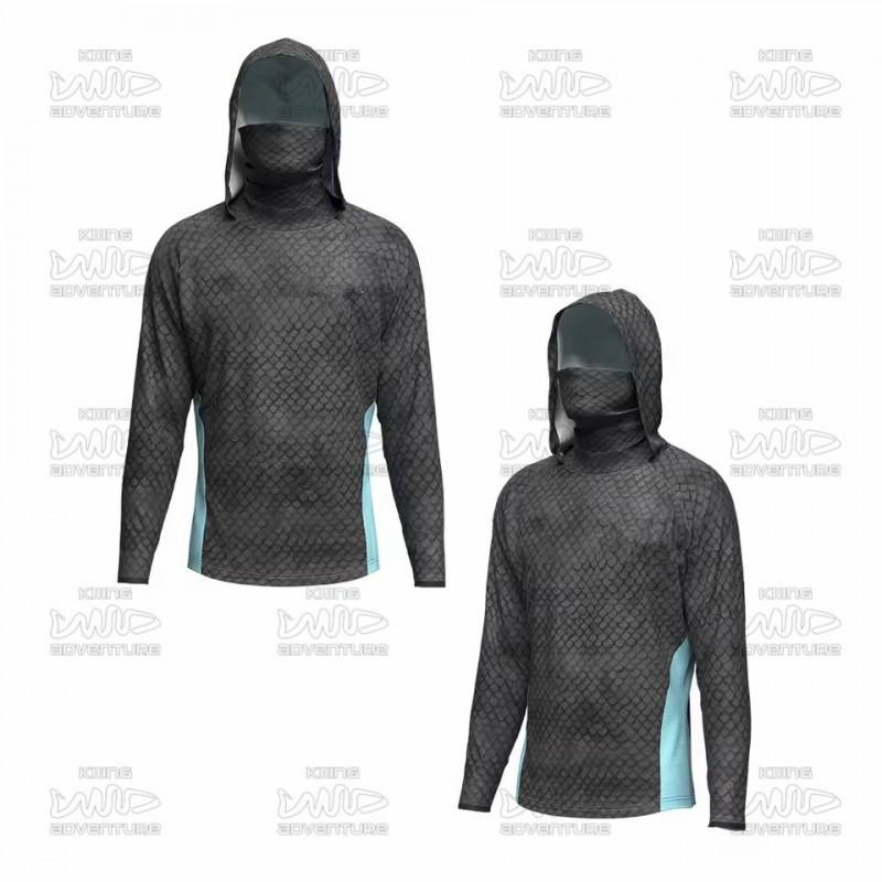 Lightweight Long Sleeve Fishing Hoodie With Face Cover Quick-Dry Breathable UPF Sun Protection Shirt Men