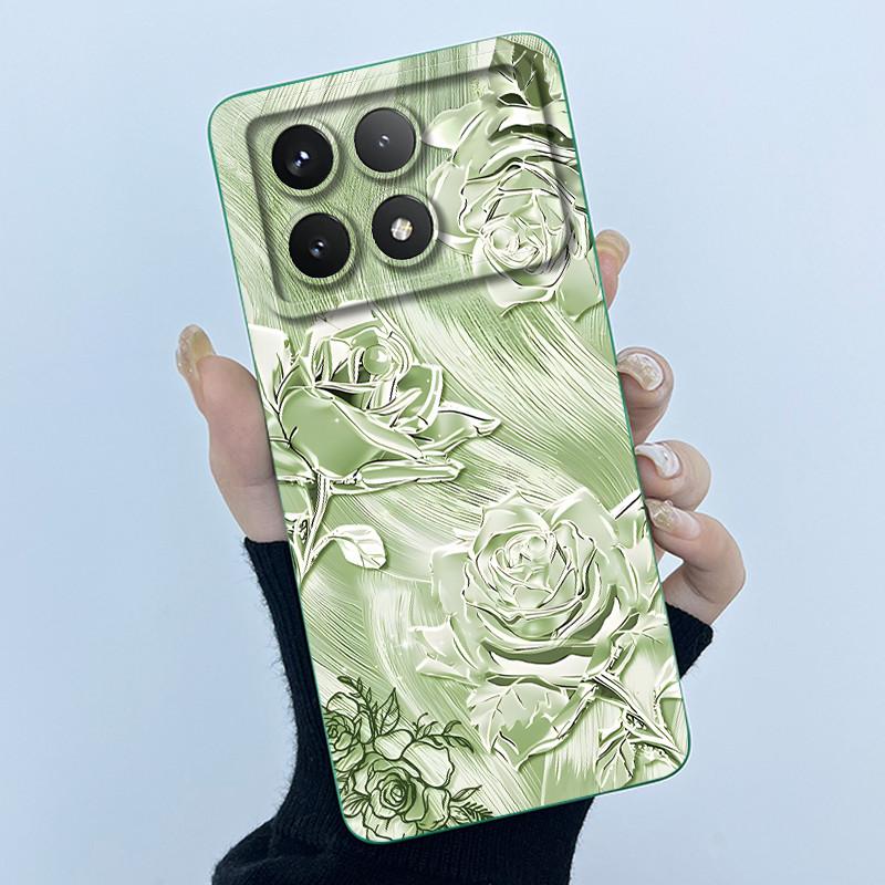 Для Xiaomi Poco X6 Pro 5G Чехол Poco X6Pro Задняя крышка Модный Минимализм Цветочный Мягкий Жидкий Силиконовый Чехол Для PocoX6 Pro Fundas