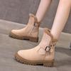 Fashion 2024 Women's Snow Boots Winter Mid-Tube Plus Velvet Thickened Warm Cotton Shoes Fashion Buckle Design Female Zipper Short Boots