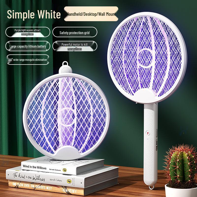 Перезаряжаемая от USB складная электрическая мухобойка 3-в-1 с автоматической приманкой для мух и выдвижной конструкцией