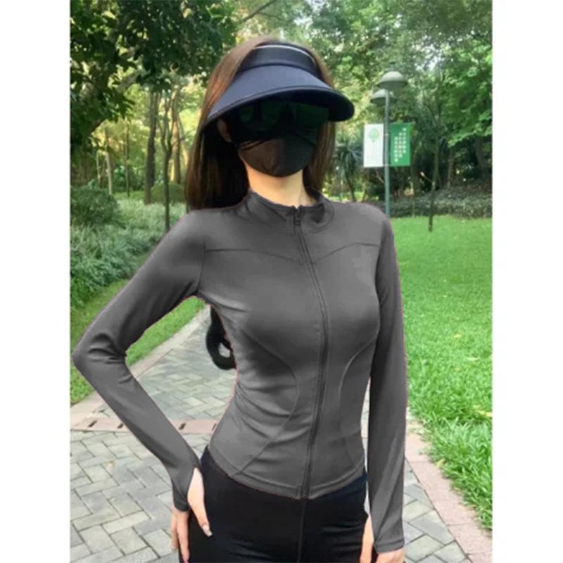 Sunscreen clothes, yoga clothes, women's zipper jackets, sports tops, slim-fitting long-sleeved outer wear, running professional training fitness