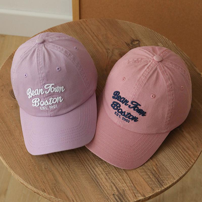 Vintage Letter Embroidery Baseball Hat for Women Korean Ins Solid Color Duck Tongue Cap Summer Cotton Sunshade Hats