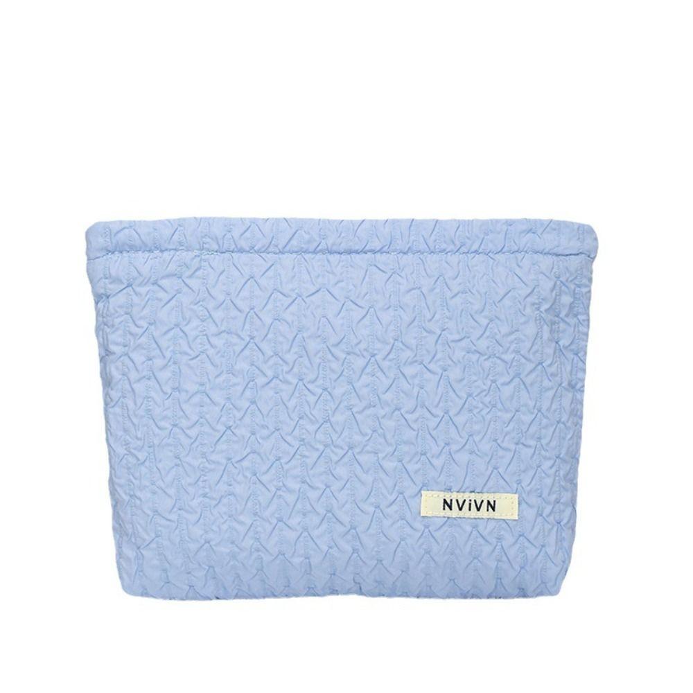 Portable Zipper Makeup Bag Large Capacity Solid Color Cosmetic Bag Clutches Bag Travel