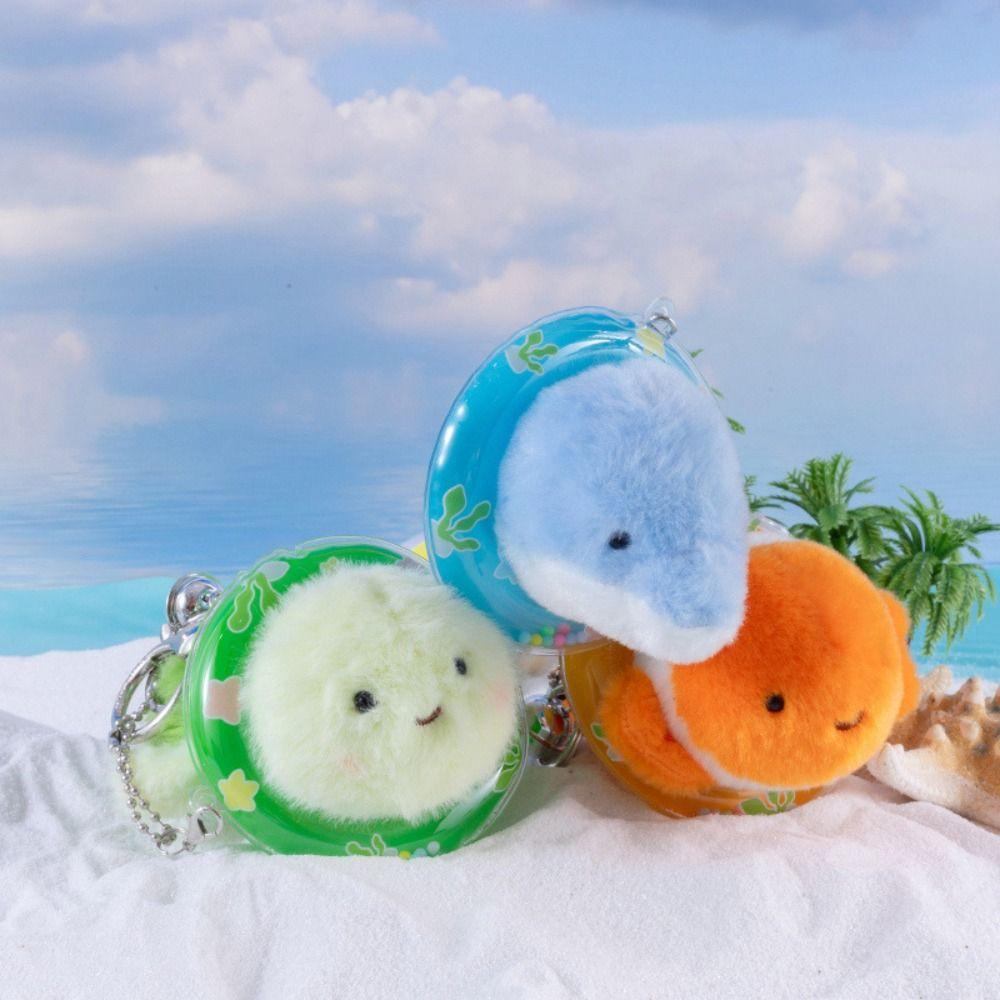 Kawaii Ocean Animal Plush Keychain Seahorse Dolphin Plush Doll Birthday Gift