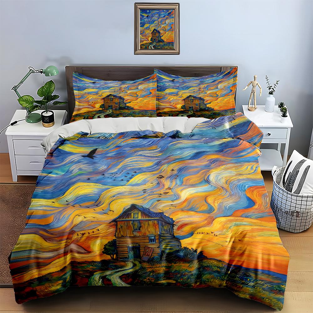 Swirling, vibrant, landscape. Bedding Duvet cover sets Duvet covers Pillowcases gifts (1 * Duvet Cover 2 * Pillowcases, without duvet insert)
