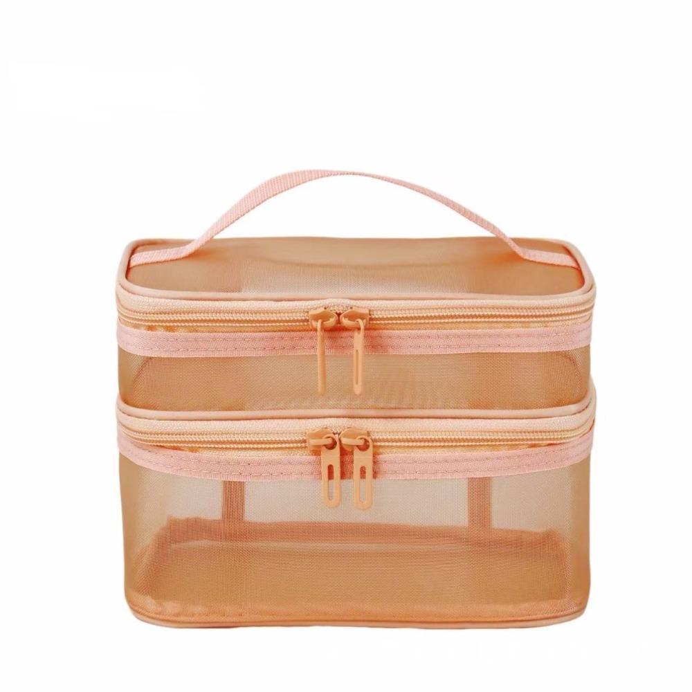 Multifunctional Transparent Mesh Travel Cosmetic Bag Storage 2/3 layer Toiletry Bag Large Capacity Makeup Case Cosmetic Storage
