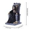 Halloween Resin Death Grim Reaper Statue Sitting On Skeleton Throne Figurine Decoration Christmas Decorations