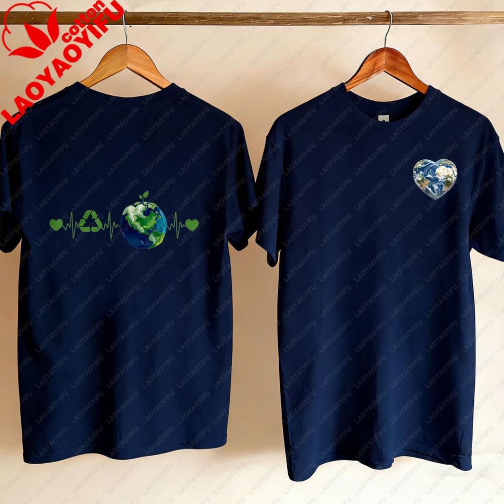 Earth Day Heartbeat Earth Day Awareness 2026 Unisex WOMEN TShirt Gothic Vintage Oversized T Shirt Graphic T Shirts Harajuku Tops