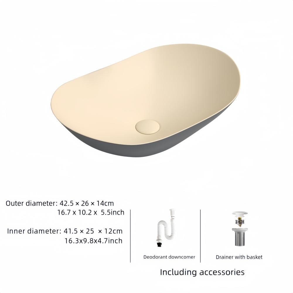 Современная овальная керамическая раковина для ванной комнаты, 16,3"X9,8" - элегантная раковина для ванной комнаты со сливными принадлежностями (Кран в комплект не входит)