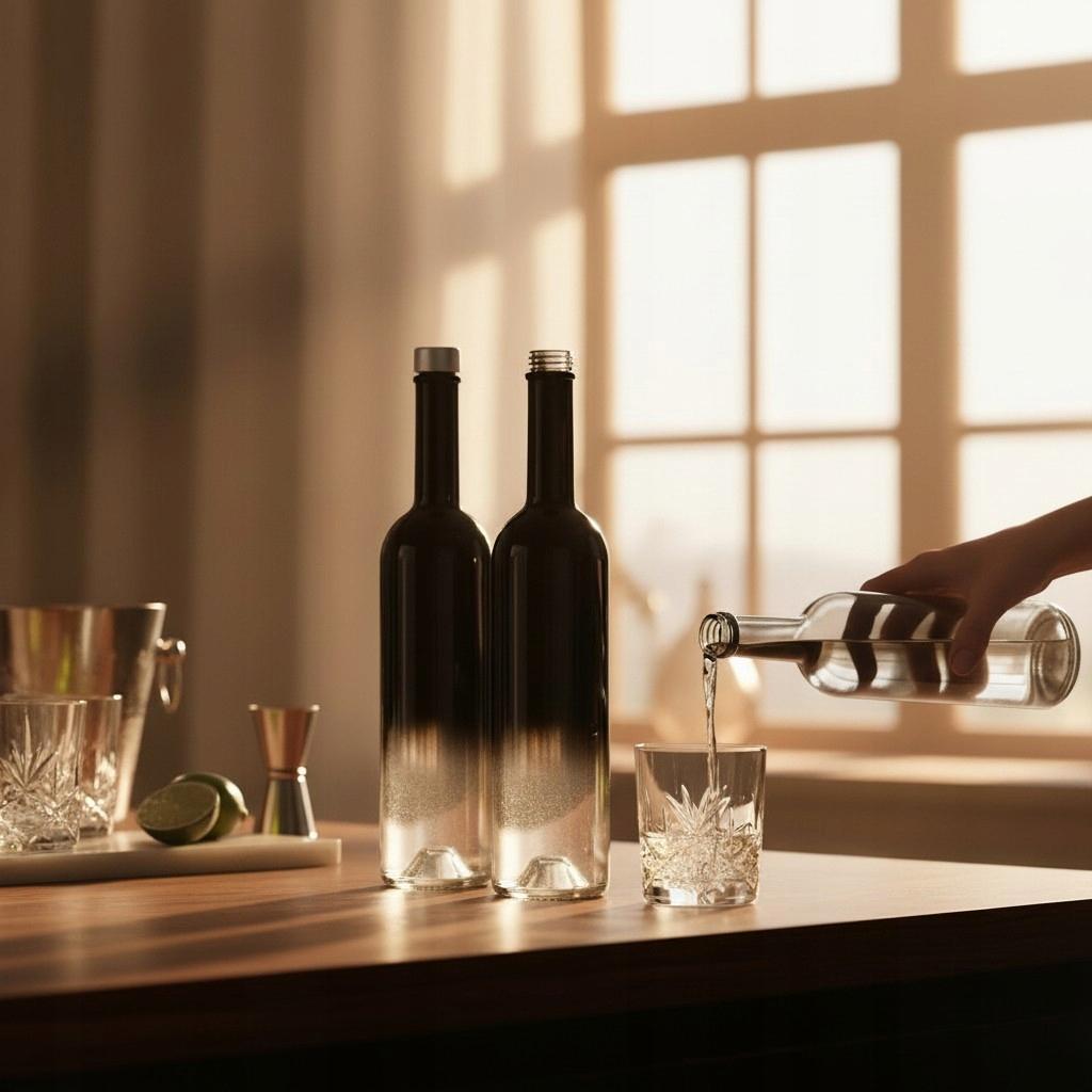 FUTURA 500ml OMBRE glass bottle black and colorless for Vodka Alcohol 0.5l