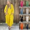 Summer New Style Ladies 2-piece Large Size Cotton And Linen Shirt Suit, High Waist Loose Trousers Solid Color Casual Long-sleeved Suit