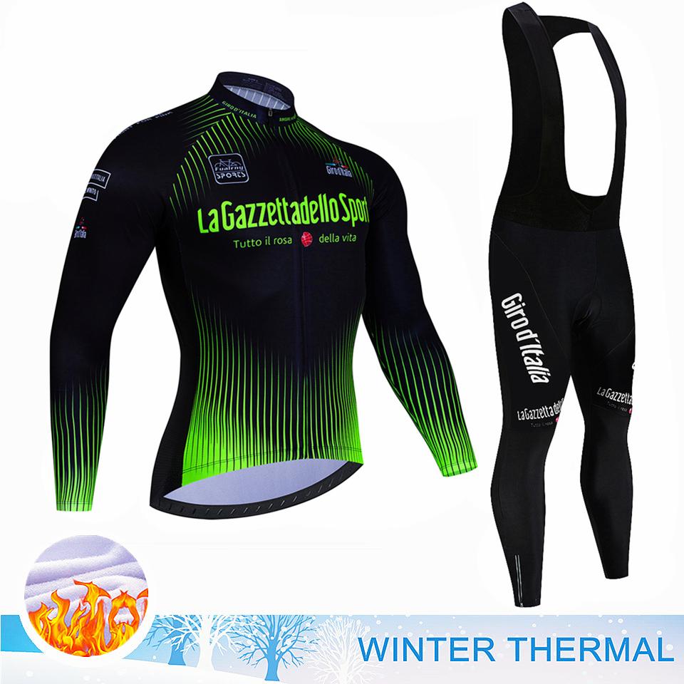 Тур по Италии Зимний Велосипедный Комплект Термофлис Велосипедный Комплект Одежда для Велосипеда МТБ Ciclismo Велосипедный Комплект Спортивная Велосипедная Одежда