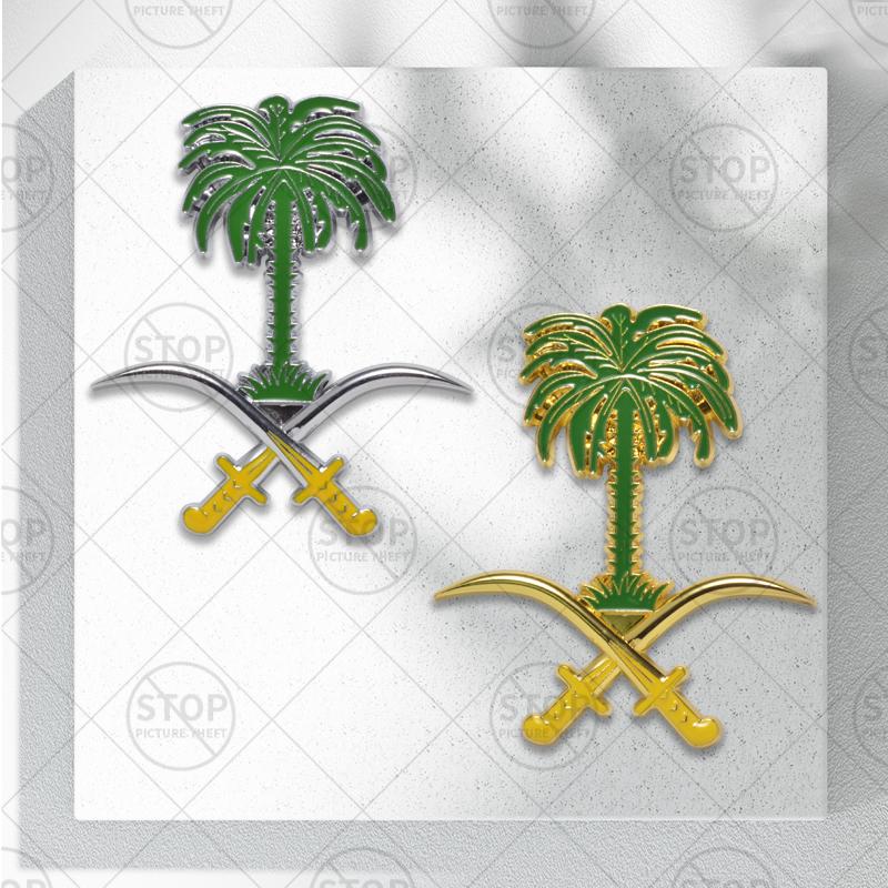 UWSY2 Car Badge Saudi Arabian Date Palm Tree Logo 3D Decal Grille Body Emblem For Skoda Peugeot Toyota Honda Nissan Suzuki GMC kia